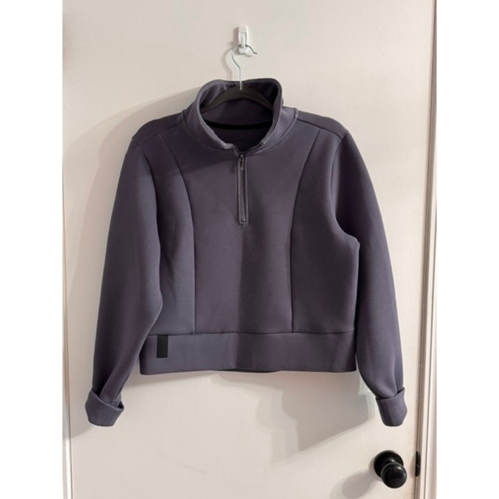 UNRL Womens Quarter Zip Pullover Gray Scuba Mock Neck Cropped Sweatshirt Size M